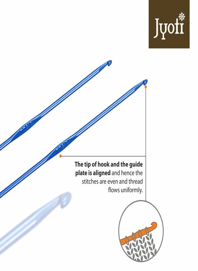 Jyoti Crochet Hook Aluminium for Wool Work, Hand Knitted Sewing DIY Craft Weaving Needle, Ideal for Sweaters, Purses, Scarves, and Booties, # 15790 (Colored, 6"/15cm of Size Assorted) - Image 3